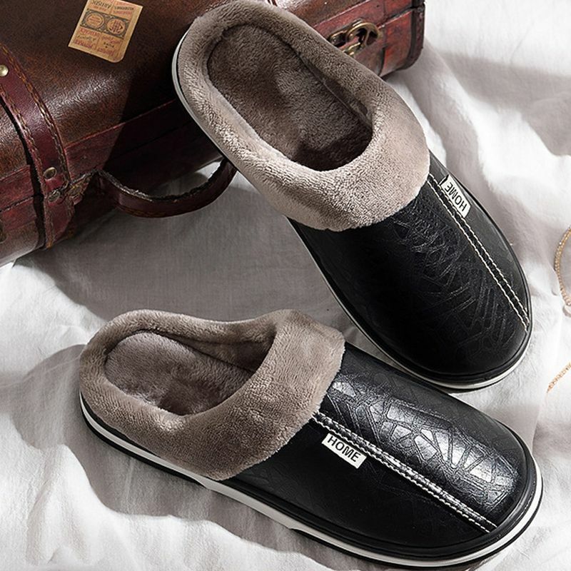 mens leather house slippers